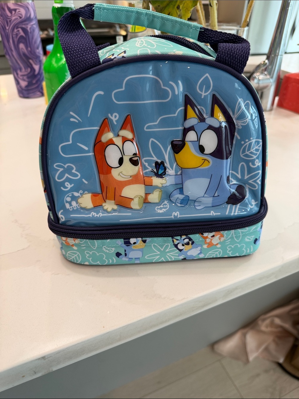 Bluey Themed Kids Lunch Bag - Blue & Teal